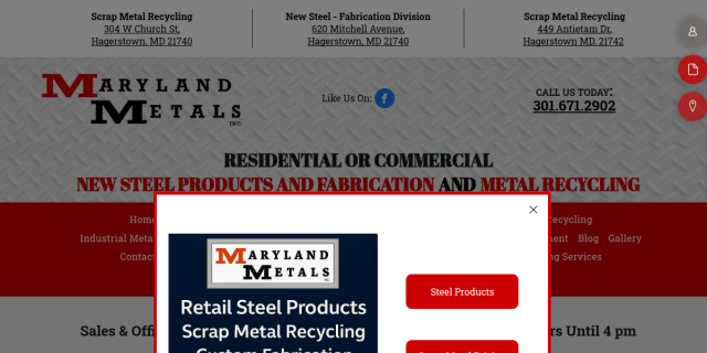 Residential Metal Recycling Waynesboro PA website screenshot