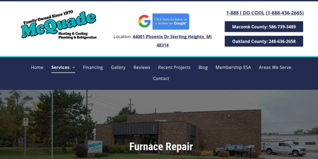 Furnace Replacement Rochester Hills MI website screenshot