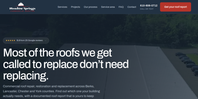 Commercial Roofing Contractor Pottstown PA website screenshot