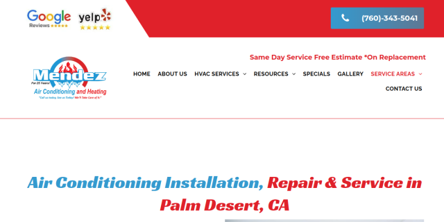 AC Contractor Palm Desert CA website screenshot