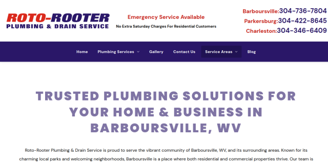 General Plumbers Barboursville WV website screenshot