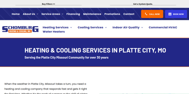 Schomburg Heating & Cooling Inc website screenshot