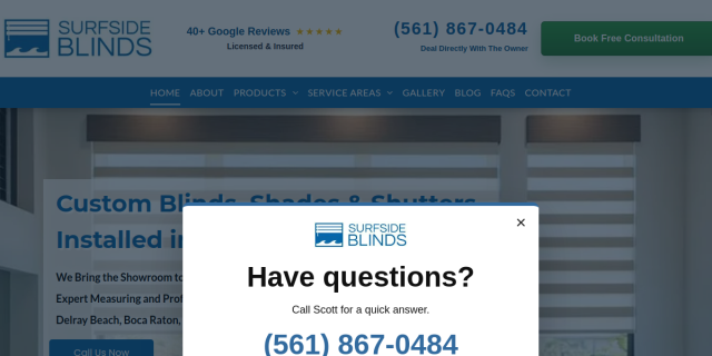 Home Window Treatment Delray Beach FL website screenshot
