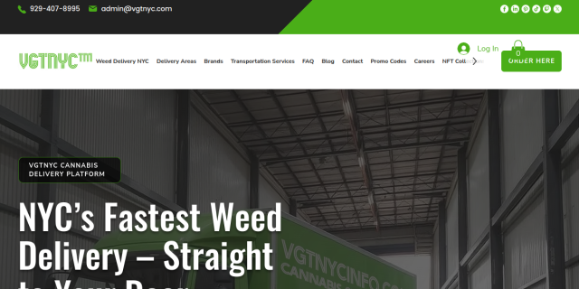 VGTNYC Offers Essential Marijuana Delivery In New York City website screenshot