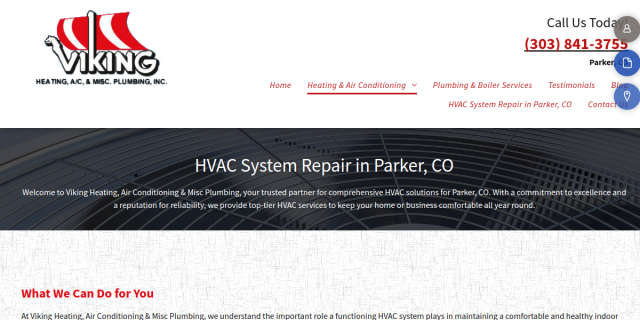 Viking Heating, Air Conditioning & Misc Plumbing website screenshot