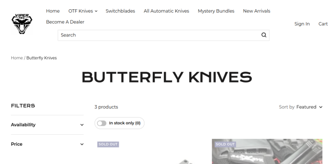Butterfly Knives website screenshot