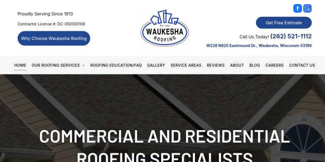 Flat Roof Systems Pewaukee WI website screenshot