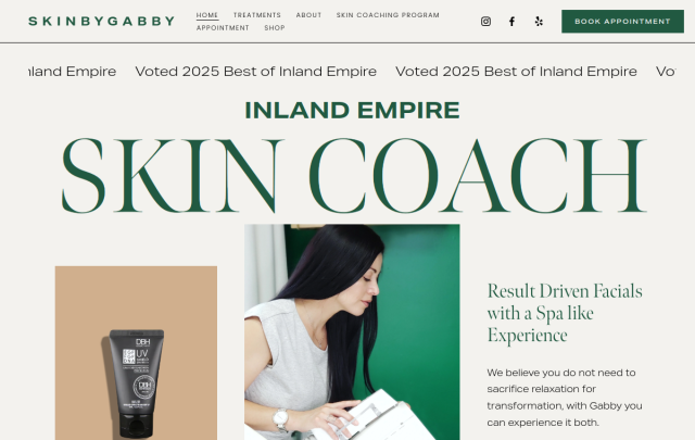 Skin By Gabby website preview