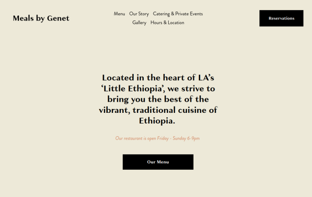 Meals by Genet website preview