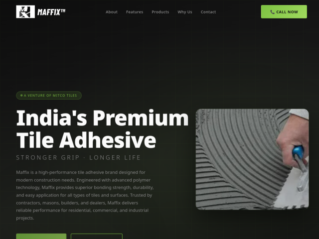 Maffix.in — tile adhesive brand website designed by Sacred Frame Studios