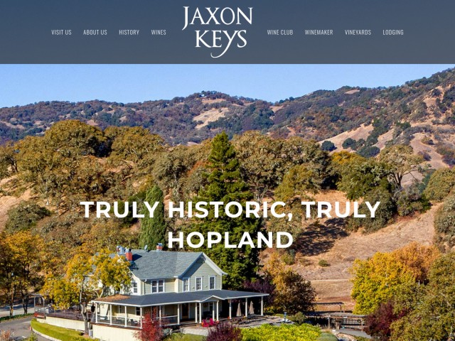 Jaxon Keys Winery & Distillery homepage preview