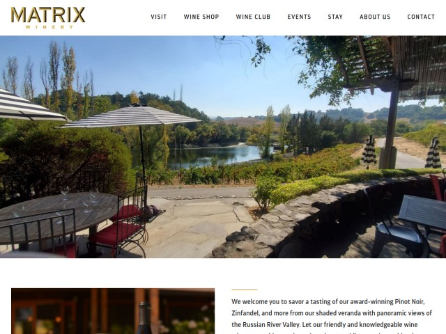 Matrix Winery homepage preview