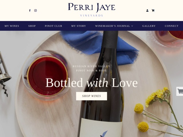 Perri Jaye Vineyards homepage preview