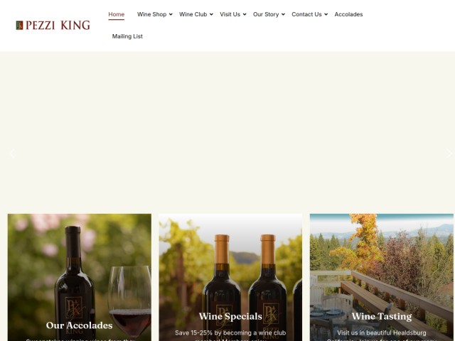 Pezzi King Winery homepage preview