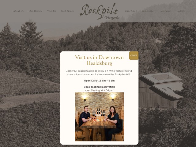 Rockpile Vineyards homepage preview