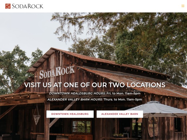Soda Rock Winery homepage preview