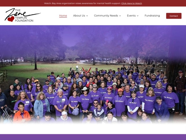 The Zane Templin Foundation homepage preview