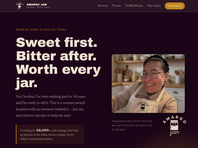 Amargo Jam campaign website preview