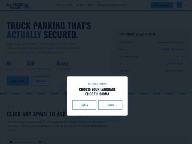 AGI Truck Parking website preview