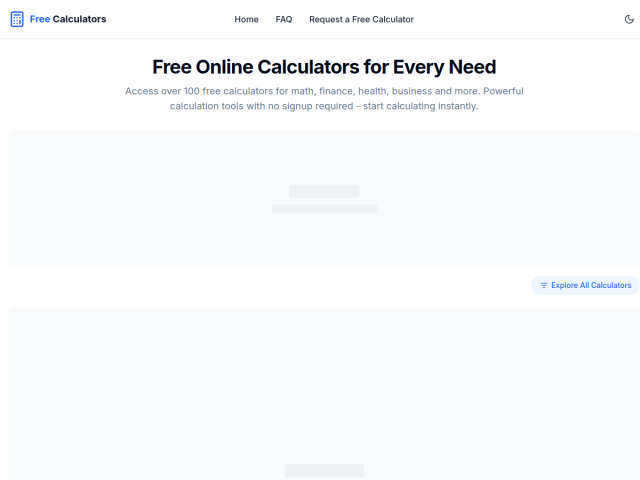 Free Calculators homepage