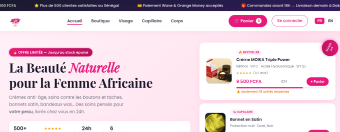 Aperçu du site BaobabGlow