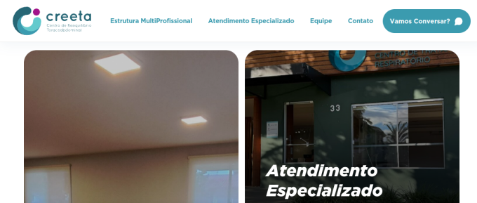 Screenshot do site Creeta