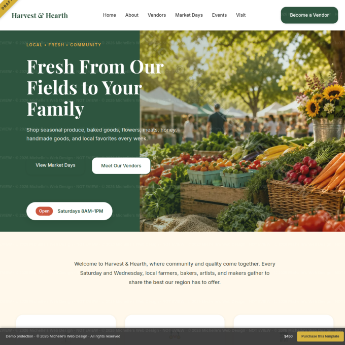 Farmers Market website preview