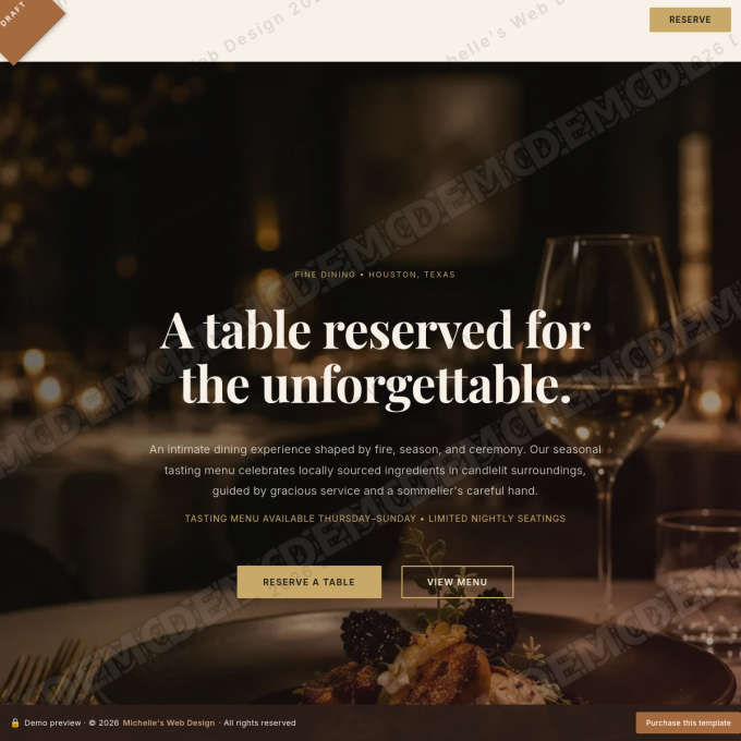 Fine Dining Restaurant website preview