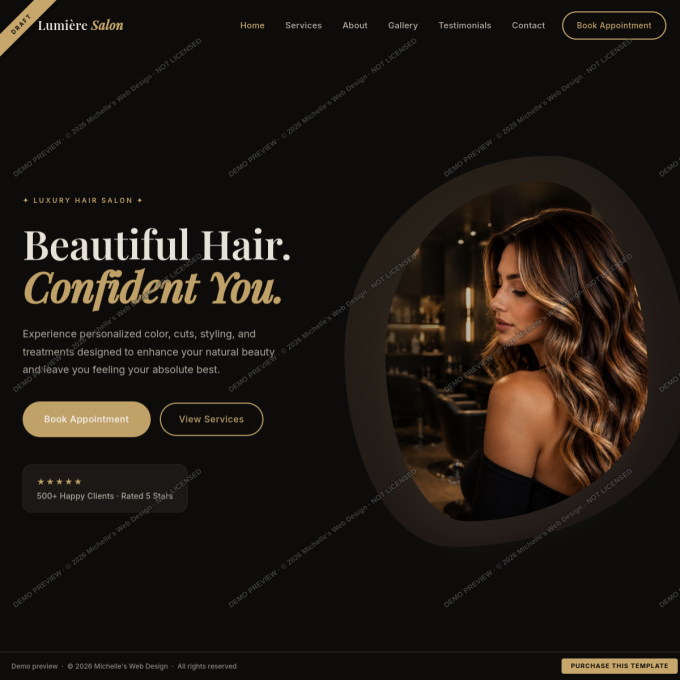 Luxury Salon website preview