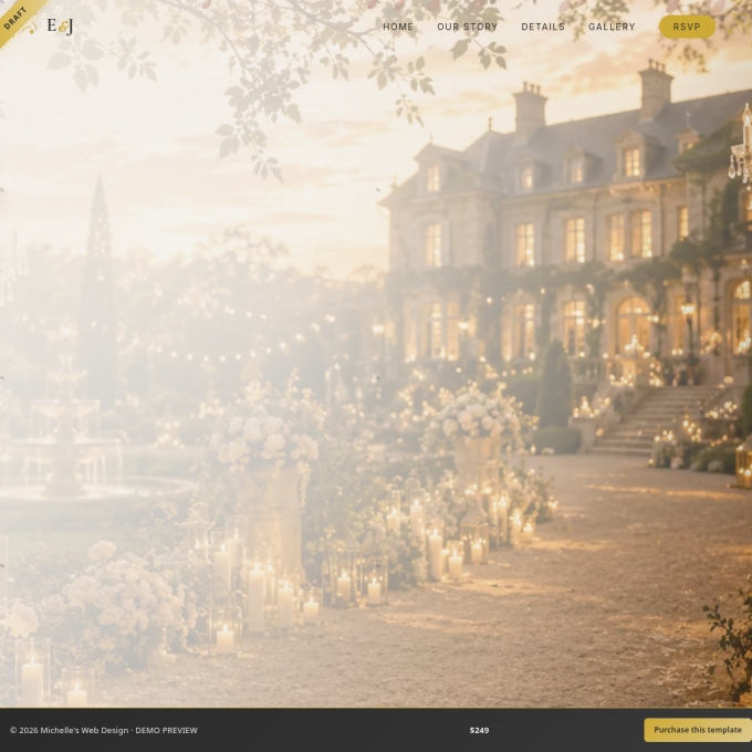 Timeless Wedding Invitation website preview