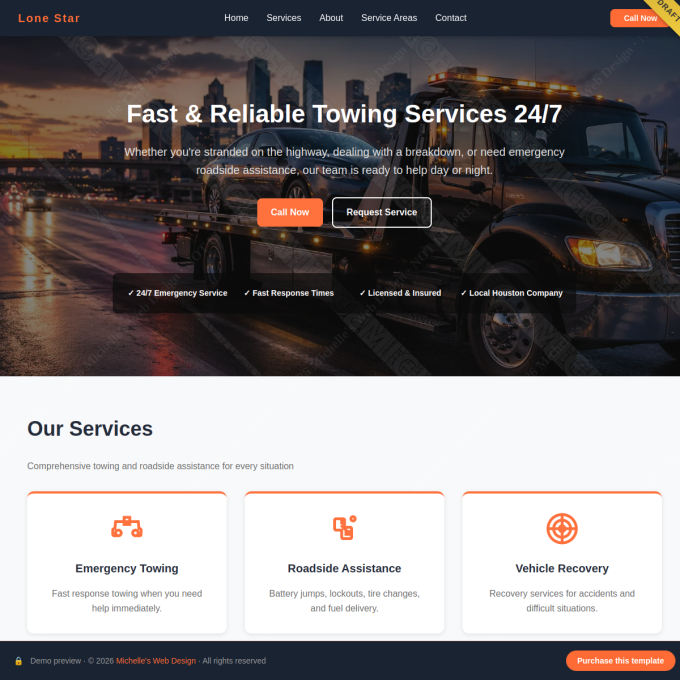 Tow Truck and Recovery website preview