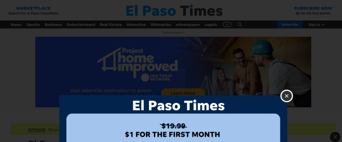 El Paso Times article preview