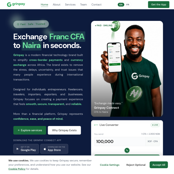 Grinpay Connect (home page)