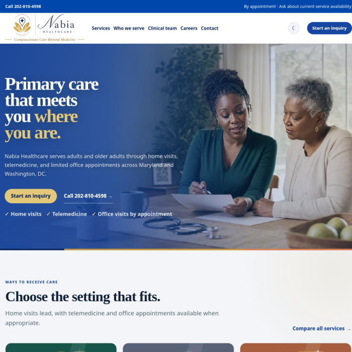 Nabia Healthcare (home page)