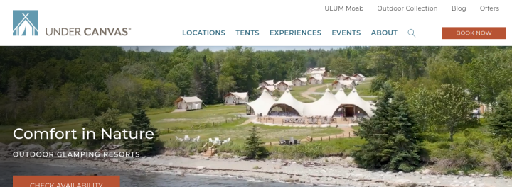 Under Canvas website