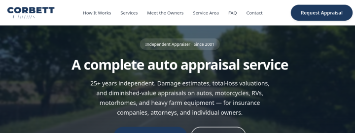 Preview of the Corbett Claims homepage