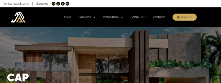 Captura del sitio CAP Constructora