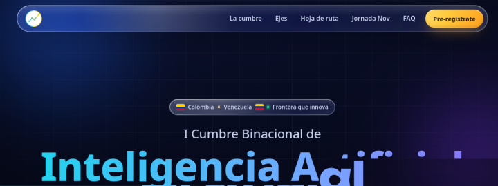 Captura del sitio I Cumbre Binacional de IA