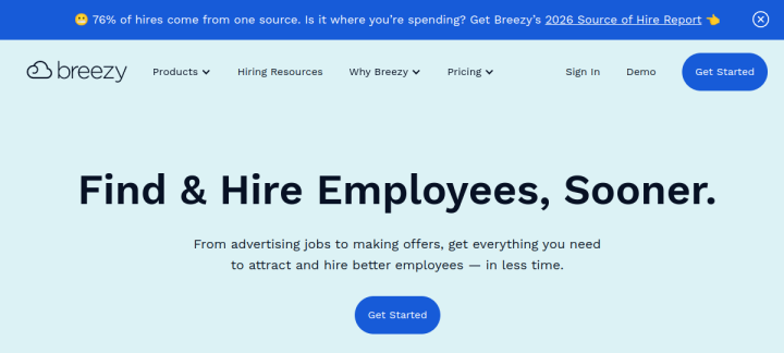 Breezy HR website screenshot