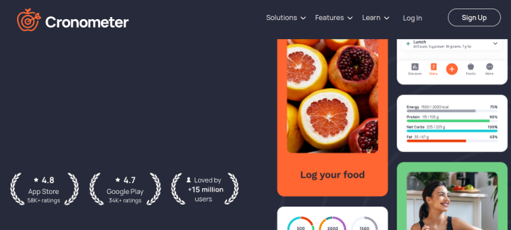 Cronometer website screenshot
