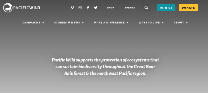 Pacific Wild website screenshot
