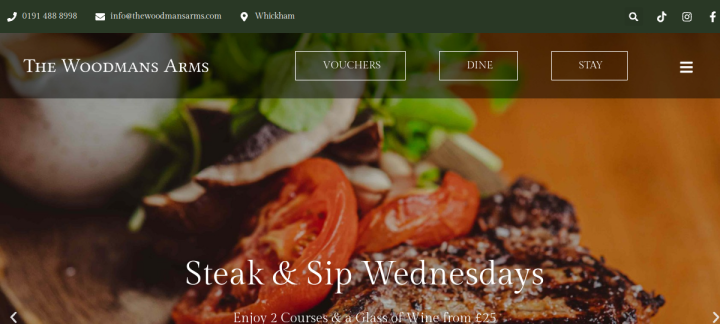 The Woodmans Arms website screenshot