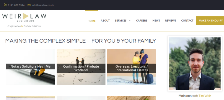 Weir Law website screenshot