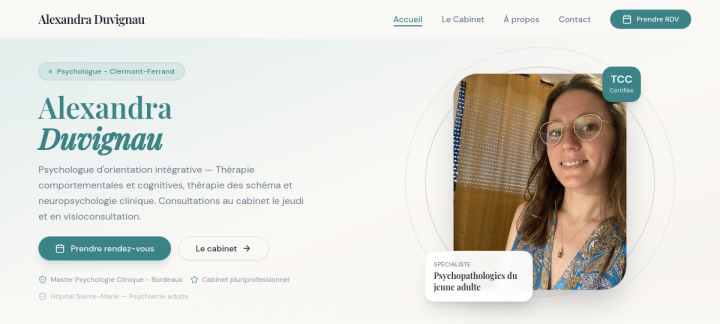Aperçu du site Alexandra Duvignau