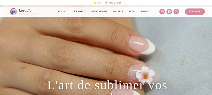 Aperçu du site Lovadia Beauté des Ongles