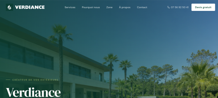 Aperçu du site Verdiance Paysage