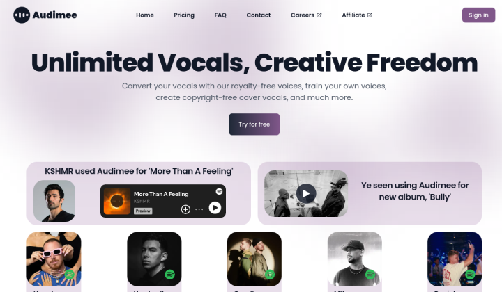 Audimee screenshot