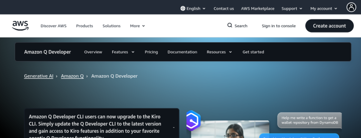 Amazon CodeWhisperer website preview