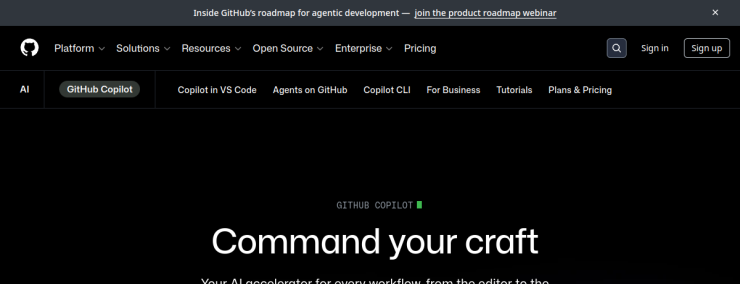 GitHub Copilot website preview
