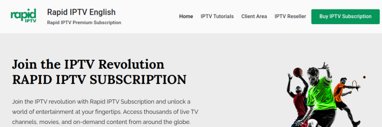 Rapid IPTV website screenshot